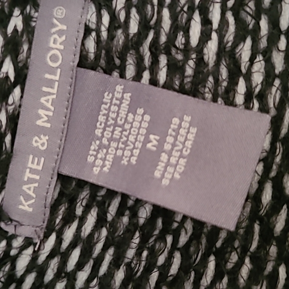 Kate & Mallory Black & White Eyelash Drape Knit Openfront Cardigan EUC - Picture 2 of 12